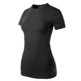 thumbnail image 2 of A2Y Women's Junior Fit Basic Solid Cotton Short Sleeve Crew Neck T Shirt Tee Tops Black M, 2 of 5