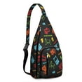 thumbnail image 1 of Cyberpunk Gamer Chest Bag - Digital Controller & Button Print Sling Backpack (Level Up Design, Adjustable Strap for Gaming Conventions), 1 of 4