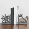 thumbnail image 3 of Danya B. Nautical/Coastal Home Decor - 2-Piece Metal Bookend Set with Anchor and Captain's Wheel, 3 of 7