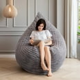 thumbnail image 3 of MAXYOYO Giant Fur Bean Bag Chair for Adult,Round Soft Fluffy BeanBag with Machine Washable Cover,D Grey,Square,Queen, 3 of 8