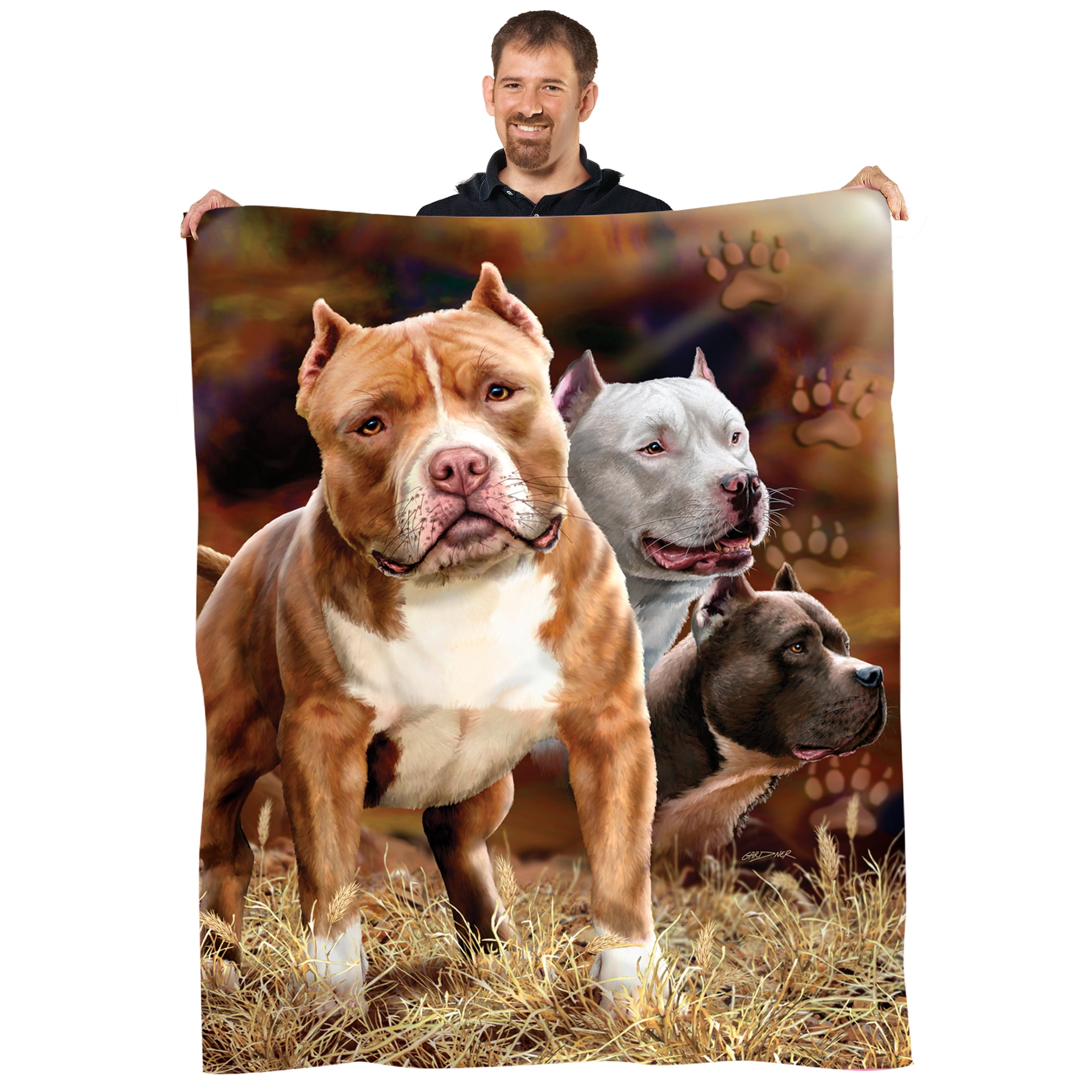 5 Foot Hand Stitched Edging Pitbull Printed Fleece Throw Walmart Com