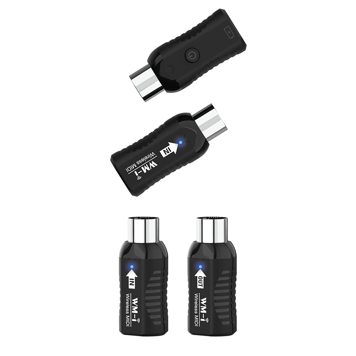 2X Rechargeable Midi Wireless Guitar System Audio Receiver Transmitter Wireless Midi Adapter for Digital Piano Keyboard,2 set x wireless midi transceiver,Black