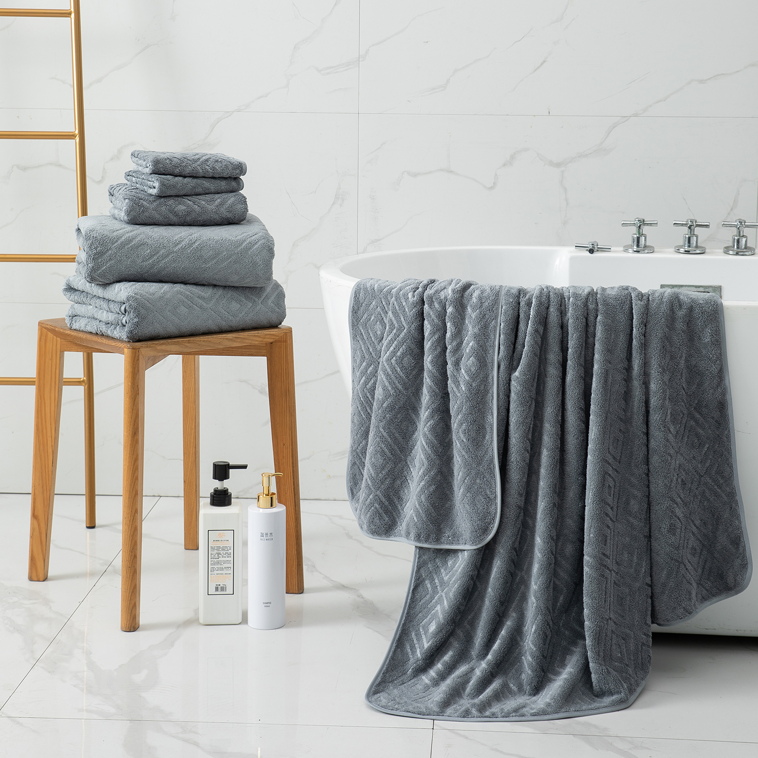 12 Piece Family Towels Set for Bathroom, Quick Drying, High Absorbent Ultra Soft Towel Sheet, Includes 4 Bath Towels, 4 Hand Towels, & 4 Washcloths (Dark Gray)