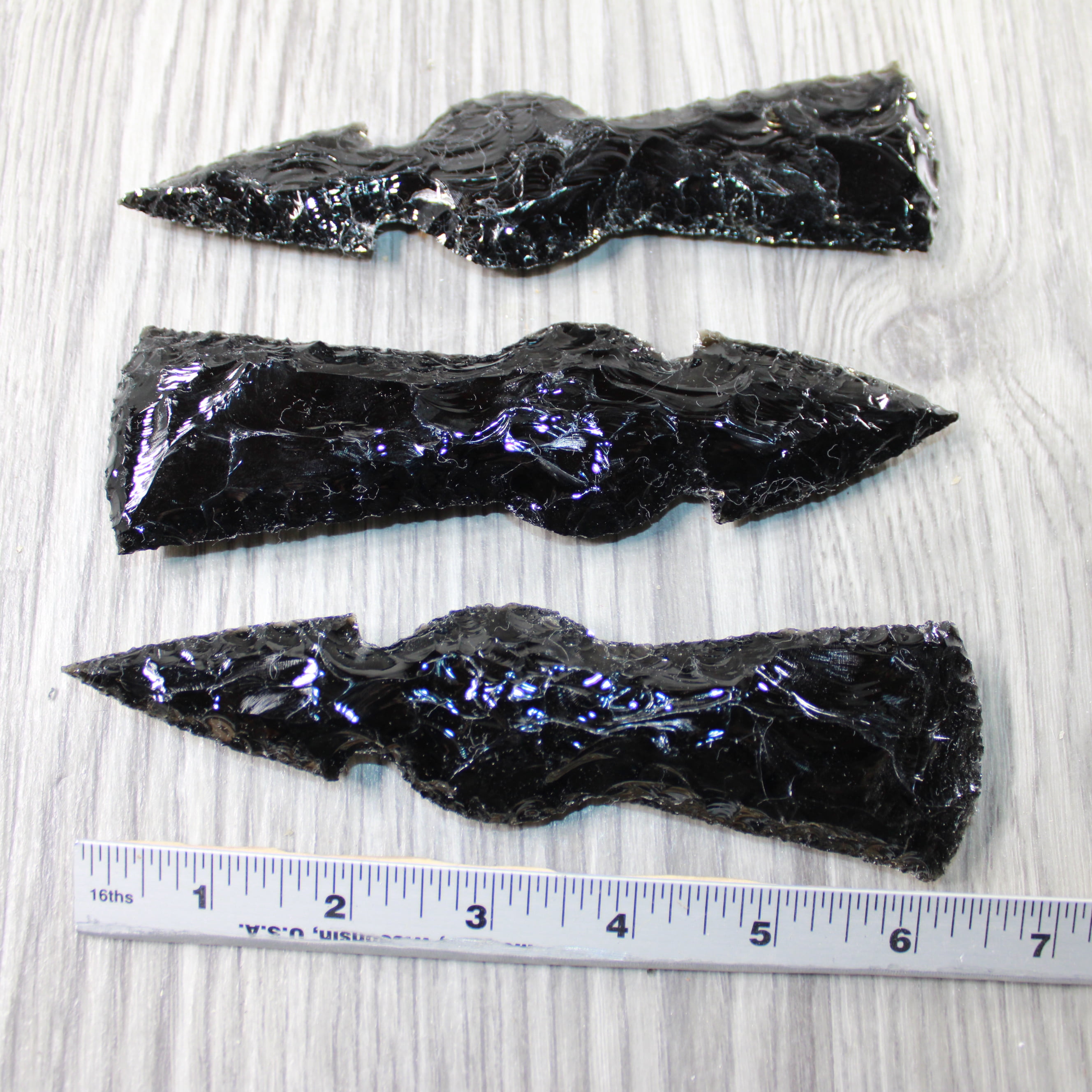 3 Obsidian Ornamental Tomahawk Heads #974-1  Ax Axe Hatchet