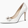 thumbnail image 2 of RONILURN Women's High Heels Pumps Closed Toe Bow Heels Pointed Toe Stiletto Dress Shoes for Women Party Work Wedding Shoes for Bride, 2 of 5