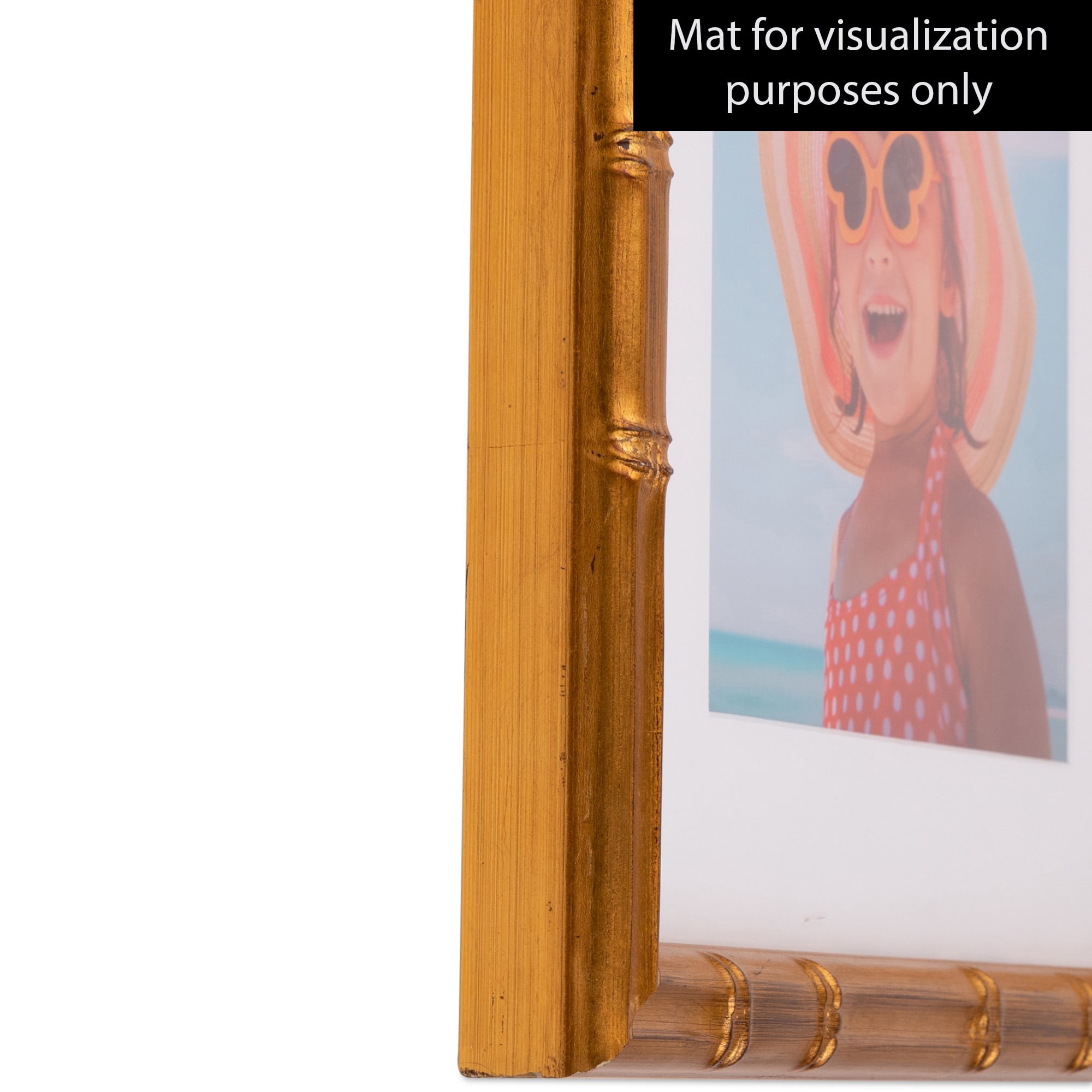 ArtToFrames 12x12 Inch Gold Bamboo large Picture Frame, This Gold Wood Poster Frame is Great for Your Art or Photos, Comes with Regular Glass (4877)