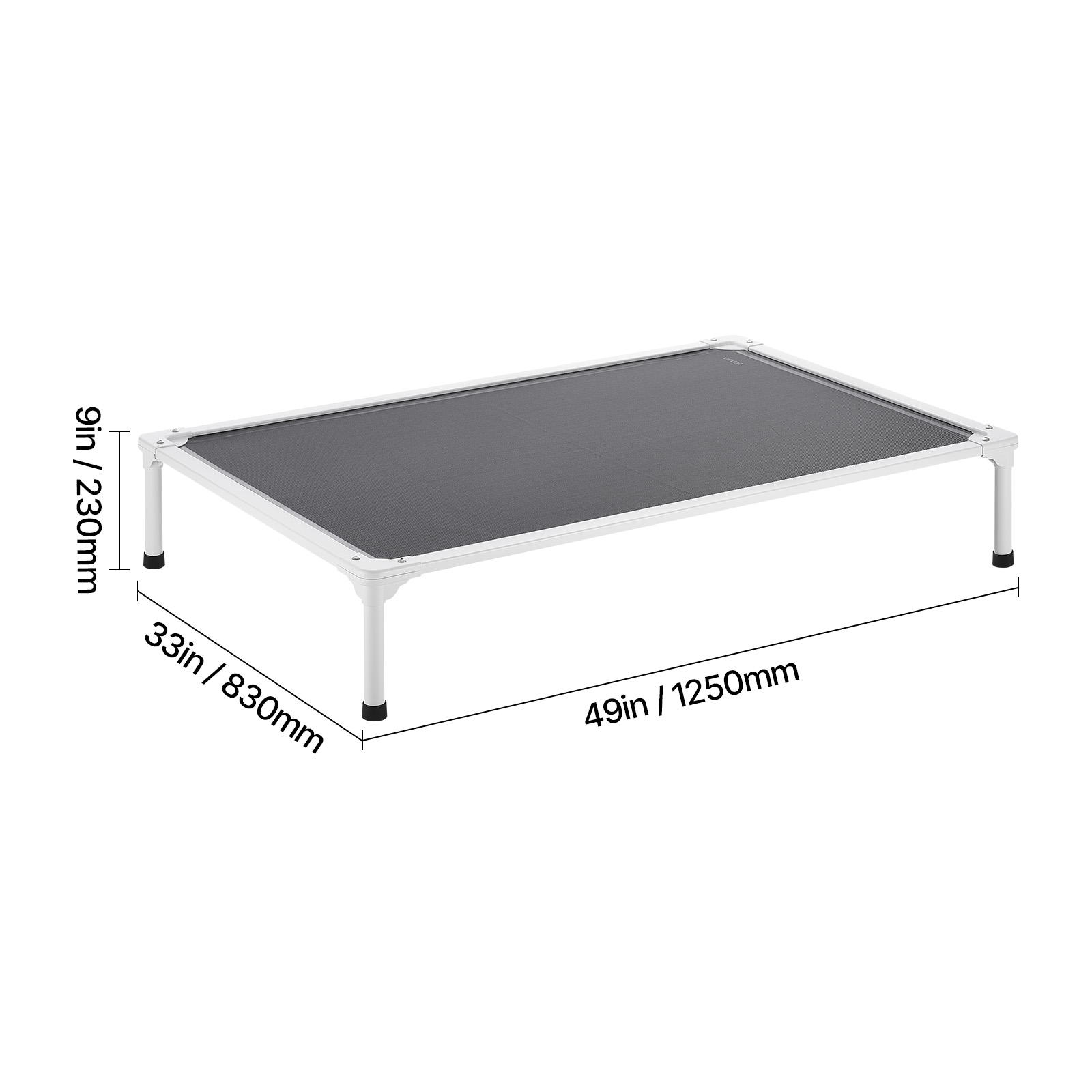 VEVOR Elevated Dog Bed for Large Dogs, Portable Raised Dog Cot with Aluminum Tube Metal Frame and Breathable Textilene Mesh, Indoor & Outdoor Pet Cooling Raised Hammock Bed, XL, Gray