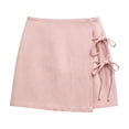 thumbnail image 6 of Cagogo Women Plus Size High Waisted Tie Dye Mini Skirt Shorts Casual Solid Basic Party Vacation Beach Shorts, Pink M, 6 of 6