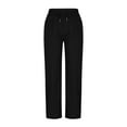 thumbnail image 4 of Chiccall Women's Wide Leg Pants High Waisted Drawstring Casual Fall Pants Trendy Loose Straight Leg Pants with Deep Pockets, 4 of 6