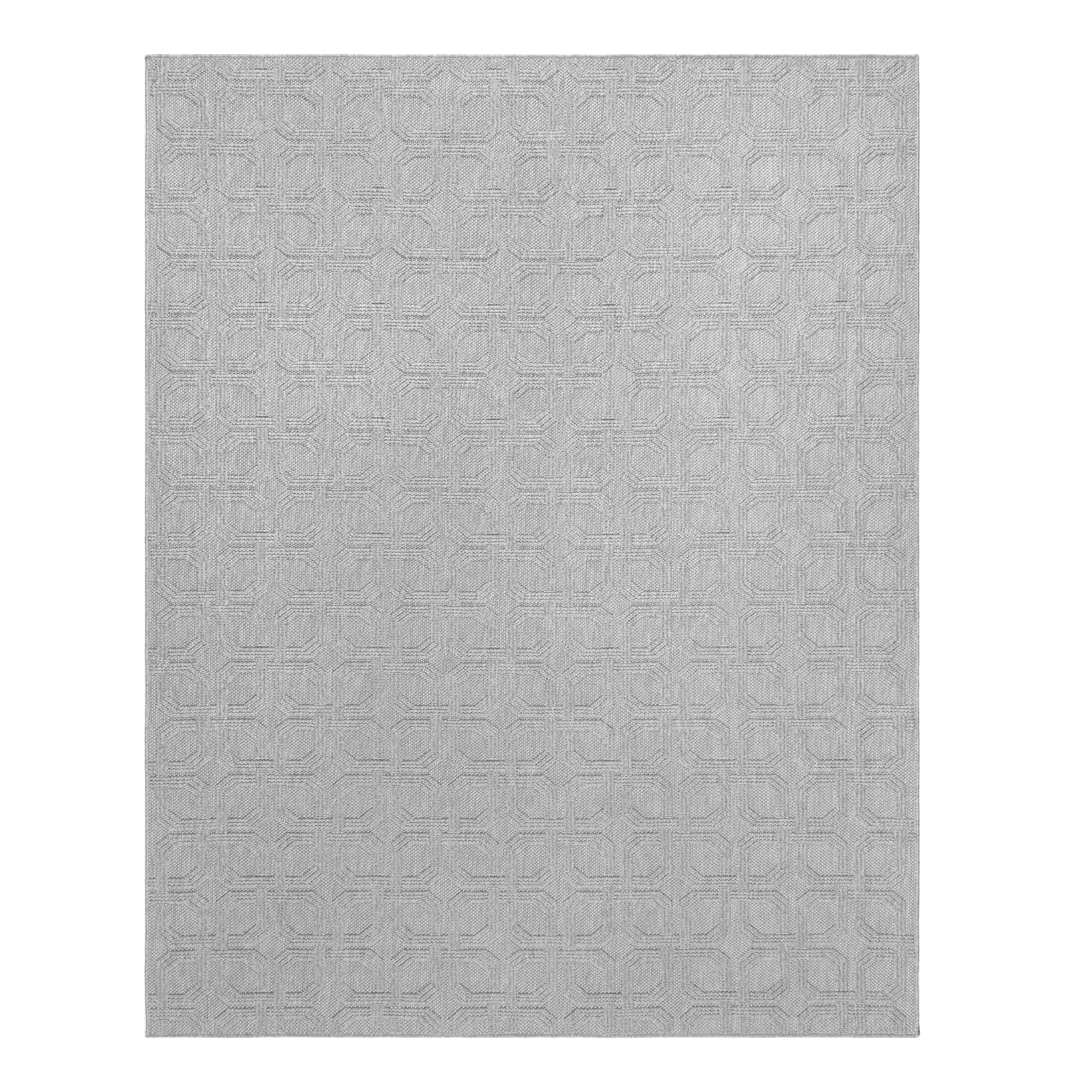Malini Haley Light Gray Modern Geometric High-Low Area Rug, 9x13