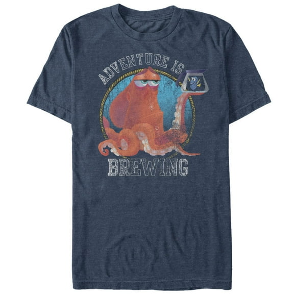 Men's Finding Dory Hank Adventure is Brewing Graphic Tee Navy Blue Heather Small