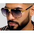 thumbnail image 4 of Men Sunglasses Luxury Gold Frame Square Metal Style Sunglasses Black GM, 4 of 8