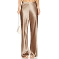 thumbnail image 2 of Women's Wide Leg Wedding Party Satin Casual Dress Nightout Pants Long Trouser, Loose Comfort Fit Straight Leg Design, 2 of 3