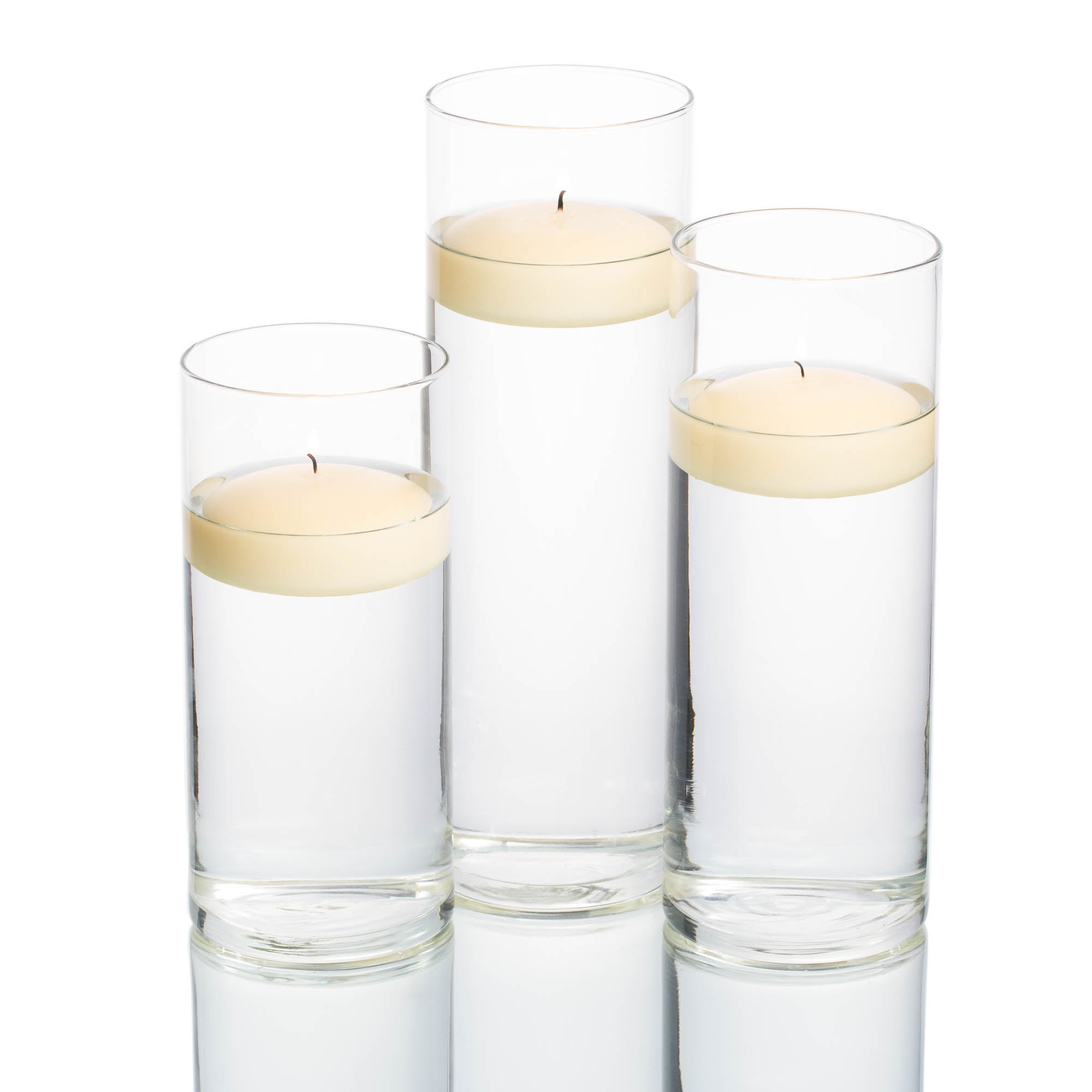 Richland Floating Candles & Eastland Cylinder Holders Ivory Set of 3