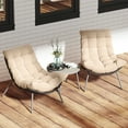 thumbnail image 1 of Costway 3 PCS Patio Furniture Set with Cushioned Papasan Chairs Tempered Glass Coffee Table Brown, 1 of 10