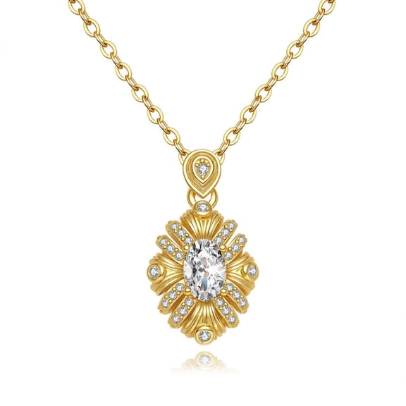 Moissanite Necklace for Women 0.5CT D Color VVS1 Gold Necklace 925 Sterling Silver Pendant Necklace for Women Jewelry