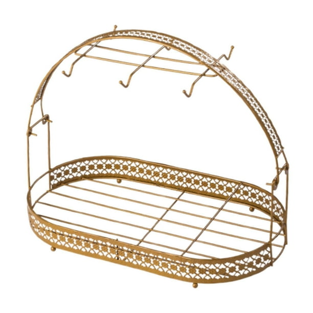 Portavasos de encimera, soporte para secar vasos, soporte para vasos de vidrio con bandeja, taza de lujo Oro