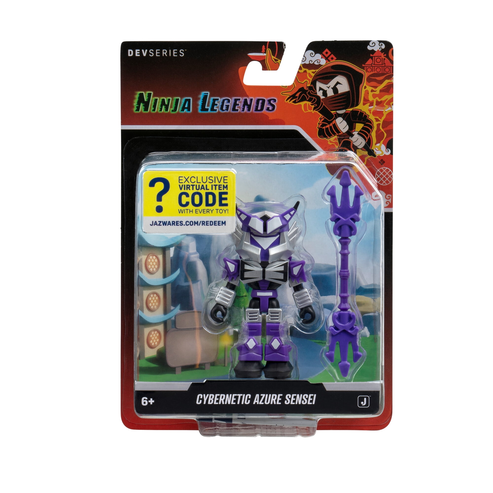 Ninja Legends Cybernetic Azure Sensei - 2.75-Inch Figure with Mix-and-Match plus Brick Board, Checklist, and Exclusive Virtual Item Code