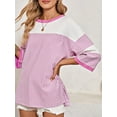 thumbnail image 5 of Cotton Stripe Color Block Half Quarter Sleeve Top, 5 of 9