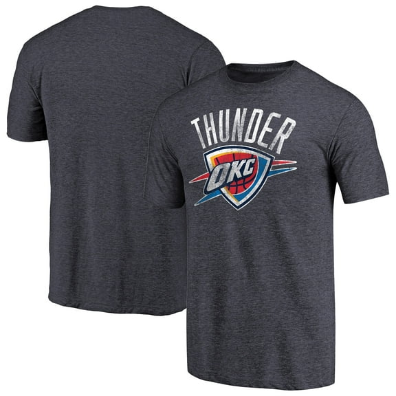 Men's Heather Navy Oklahoma City Thunder Distressed Team Logo Tri-Blend T-Shirt