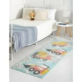 thumbnail image 5 of Unique Loom Whimsy Kids Collection Area Rug - Trucks (2' 2" x 3' 11" Runner Teal/Ivory) Perfect For Kids Bed Room/Nursery Room/Living Room/Class Room/Play Room, 5 of 5