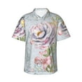thumbnail image 1 of Fotbe Vintage Rose Camisa Hawaiana para Hombre Unisex – Camisa Casual de Verano con Botones de Manga Corta de Algodón y Lino,Small, 1 of 7