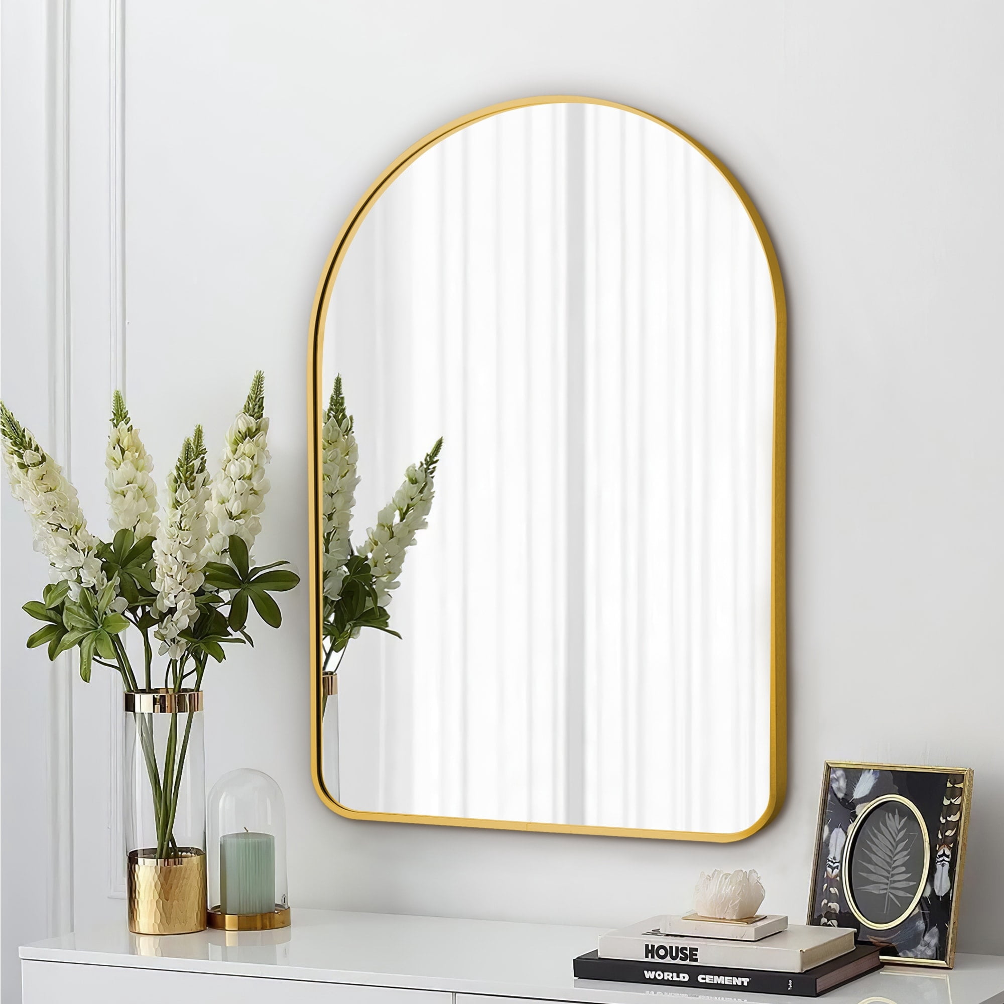 Arched Bathroom Wall-mounted Mirror 36x24-right angle - Silver