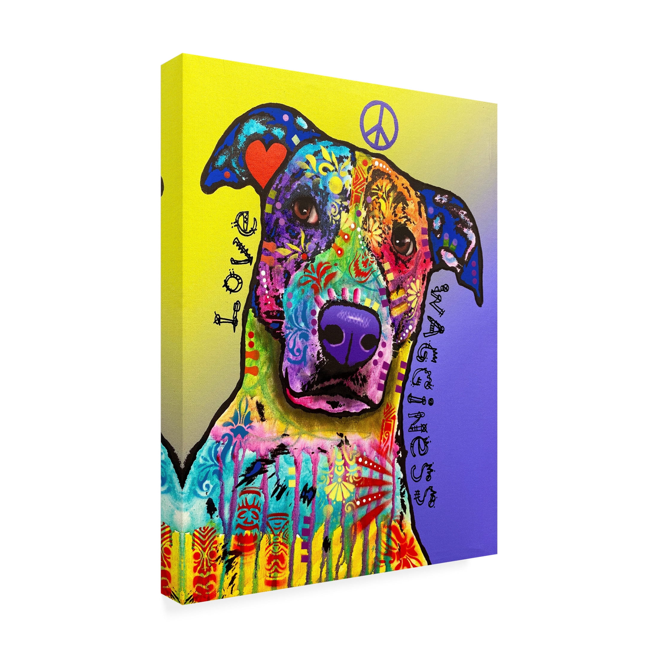Canvas Wall Art - Dean Russo- Exclusive 'Peace, Love, Wagginess' Wall Art for Living Room, Bedroom, or Office Décor by Trademark Fine Art - 14 x 19 Inches