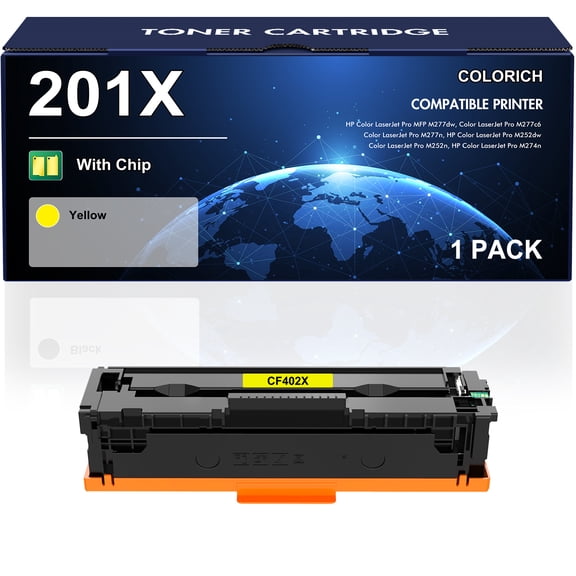 Compatible for HP 201A Toner Cartridge for 201X CF400X Color Laserjet Pro MFP M277dw M252dw M277c6 M252 Printer Ink (Yellow, 1-Pack)