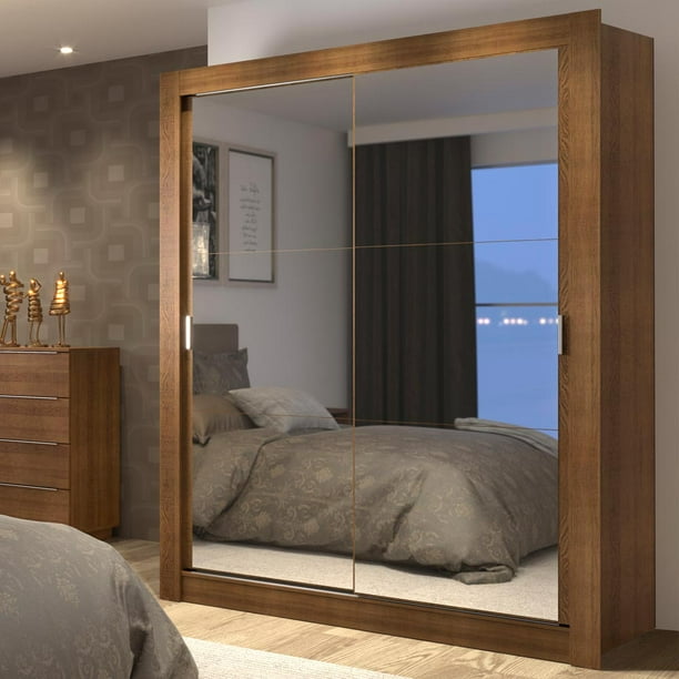 Ropero Closet Madesa Dallas Plus 2 Puertas Corredizas con Espejo 4 Cajones MM