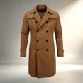 thumbnail image 5 of uublik Mens Trench Coat Brown Long Sleeve Classic Overcoat Open Front Cardigan Jacket, 5 of 6