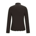 thumbnail image 6 of Mifsaly Long Sleeve Thermal Tops Women Scallop Mock Neck Slim Fit Undershirts Breathable Soft Stretchy Ribbed Shirts Going Out Fall Winter Pullover Basic Blouse Coffee, 6 of 8