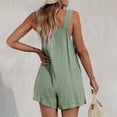 thumbnail image 7 of Loose Summer Romper Womens Shorts with Daisy Flowers Print Sleeveless Knotted Straps Short Jumpsuit with Pockets (S, Mint Green), 7 of 7