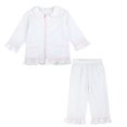 thumbnail image 1 of Conjunto de pijama de Seersucker para bebé, ropa de algodón 100%, informal, de manga larga, color blanco, venta al por mayor, 1 of 3