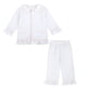 thumbnail image 4 of Conjunto de pijama de Seersucker para bebé, ropa de algodón 100%, informal, de manga larga, color blanco, venta al por mayor, 4 of 4