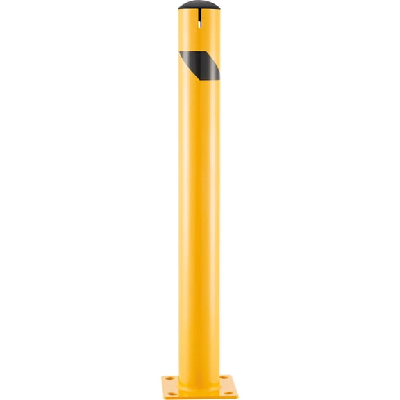 Global Industrial Steel Bollard w/Chain Slots & Removable Cap, 4-1/2"Dia. x 42"H, Yellow