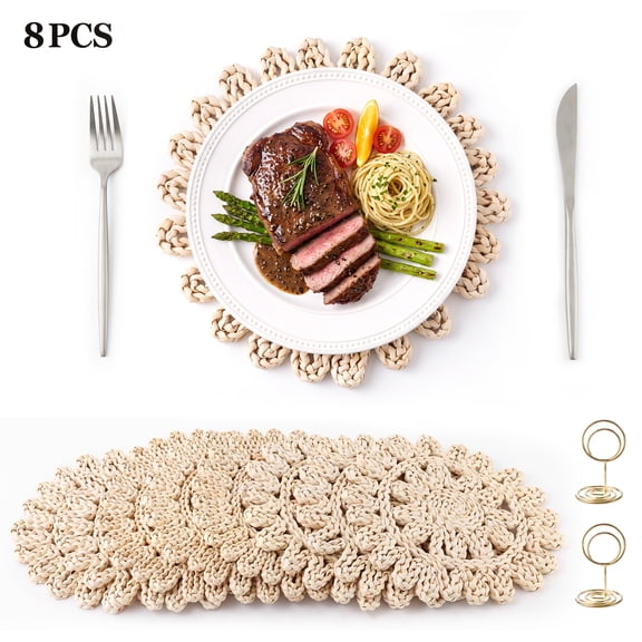 8 Pack 11.6 Inch Hand‑Woven Corn Husk Placemats,