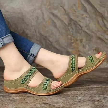 

Women s Perforated Wedge Sandals Embroidered Orthopedic Comfortable Flip-flop