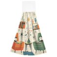 thumbnail image 7 of Yayeee Kitchen Hanging Hand Towels Set of 2 with Loop Bathroom Absorbent Tie Towel, Beige Cats Reading, 7 of 7