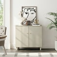 thumbnail image 2 of WAMPAT Buffet Cabinet Sideboards, 35.4" Wood Credenza Console Table with 2 Doors, Kitchen Storage Cabinet with 3 Compartments & Solid Wood Legs for Living Room, Hallway, Beige, 2 of 9