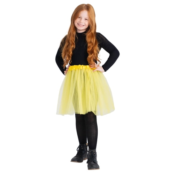 Dress Up America Tutu for Girls, 4 Layered Tulle Ballet Skirt for Children and Toddlers - 15" in Length (Yellow)