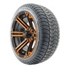 Golf Cart Wheels and Tires - 14" RHOX SS RX354-Bo Orange w/ LowPros - Set of 4