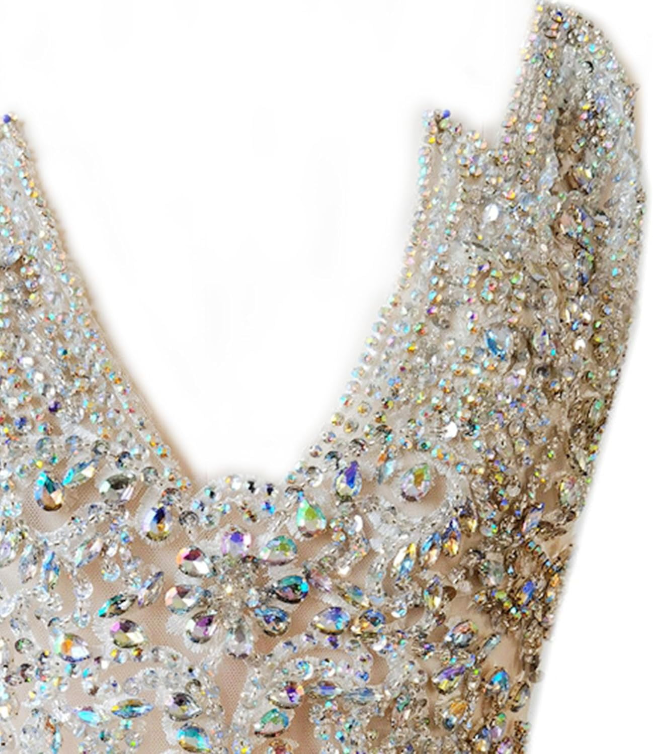 Handmade Rhinestone Applique: 3D Rhinestone Fabric Patches - Dress Appliques Beaded Embroidered Trim, Bodice Applique for Sewing Clothes Wedding Bridal Dress Decorative, 24.4x14.17inch (White)