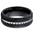 thumbnail image 2 of Black Titanium Wedding Ring,CZ Wedding Ring,8mm Wedding Ring,Black Titanium Ring,Man & Woman Ring, 2 of 4