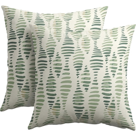 Boho Sage Green Pillow Covers 18x18 Set of 2 Beige Abstract Striped Print Pattern Rustic Decorative Outdoor Farmhouse Zipper Pillowcases Decorations Linen Throw Cushion Cover Decor for Couch Sofa Bed