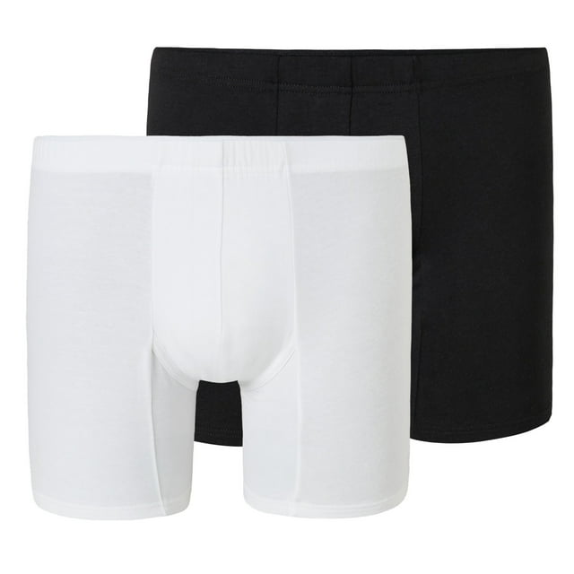 SCHIESSER Calzoncillos bóxer para hombre paquete de 2 - Calzoncillos de algodón de primera calidad, retro, algodón elástico Negro/blanco S (Small)