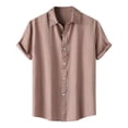 thumbnail image 1 of Fashion Summer Men's Short Sleeve Solid Lapel Shirt - Simple Style for Beach, Daily & All Seasons, 1 of 6