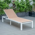 thumbnail image 4 of LeisureMod Marlin Modern White Aluminum Outdoor Patio Chaise Lounge Chair with Square Fire Pit Side Table Perfect for Patio, Lawn, and Garden (Light Brown), 4 of 21