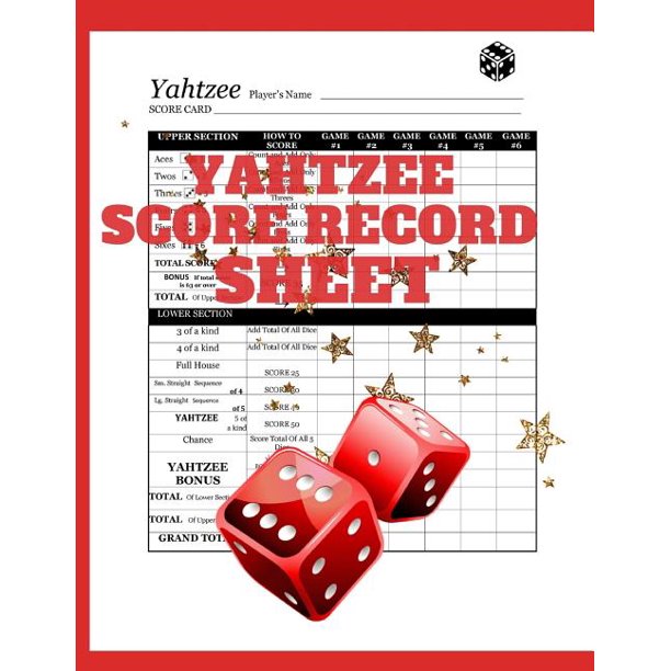 Yahtzee Score Record Sheet A Red Large Score Card Pads, Log Book