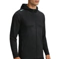 thumbnail image 2 of Men's Nylon Spandex Zipper Hoodie | Long Sleeve Cycling Top Gradient Color Full Zip Cardigan Quick Dry Breathable Sports Fitness Running Training Streetwear | Zenithor,Black L, 2 of 8